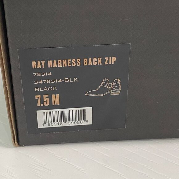 Frye Ray Harness Back Zip Black Size 7.5 Stacked Block Heel - Picture 5 of 17